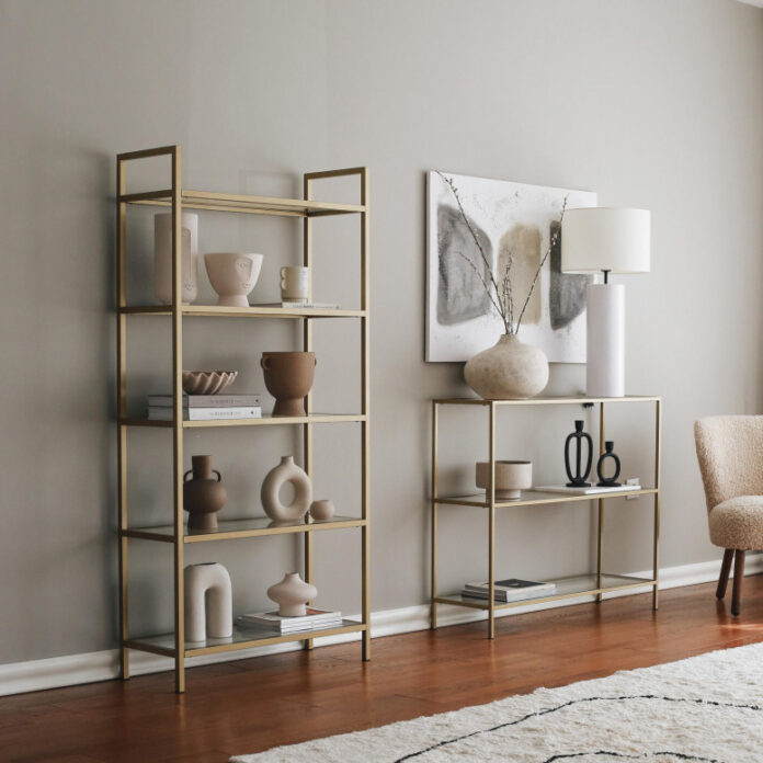 Consola Model D101, Auriu, 100x30x85 cm Consola Model D101, Auriu, 100x30x85 cm