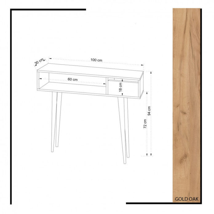 Consola Model Kiogi, Stejar/Alb, 100x30x94 cm Consola Model Kiogi, Stejar/Alb, 100x30x94 cm