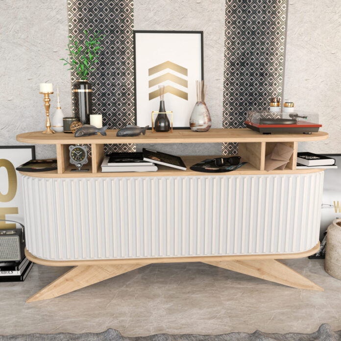 Consola Model Stor, Stejar/Alb, 150x43x75 cm Consola Model Stor, Stejar/Alb, 150x43x75 cm