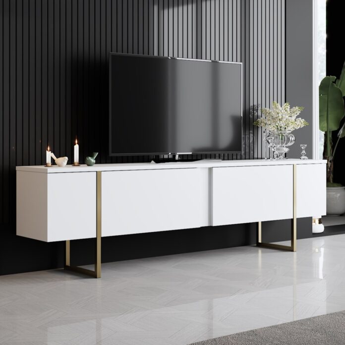 Consola TV Luxe Alb 180x30x50 cm Consola TV Luxe Alb 180x30x50 cm