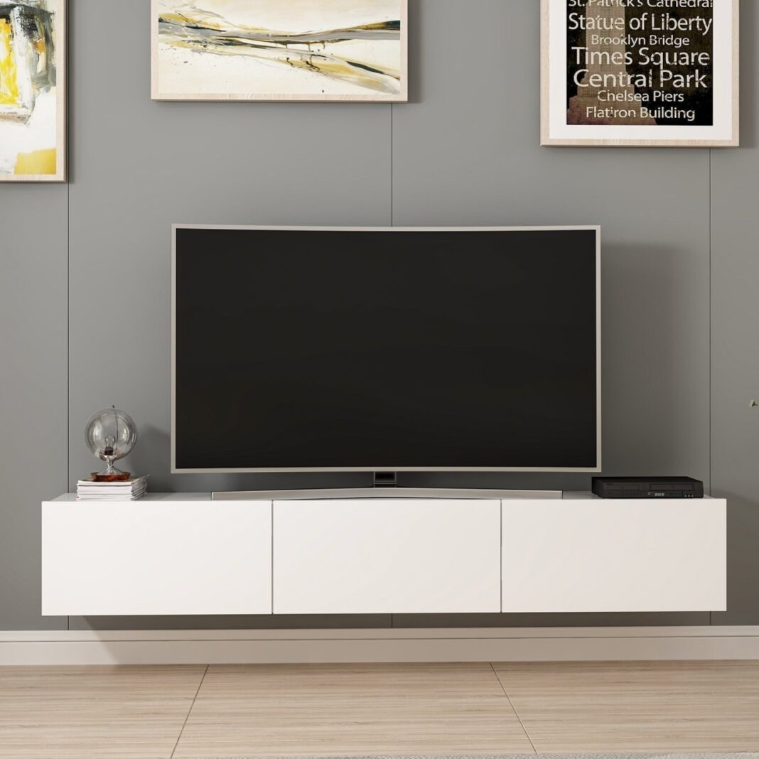 Consola TV Rigel Alb 180x30x32 cm Consola TV Rigel Alb 180x30x32 cm