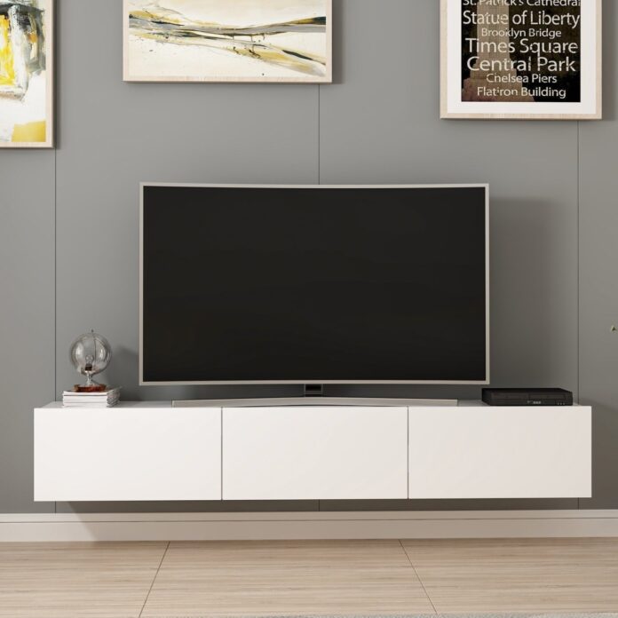 Consola TV Rigel Alb 180x30x32 cm Consola TV Rigel Alb 180x30x32 cm