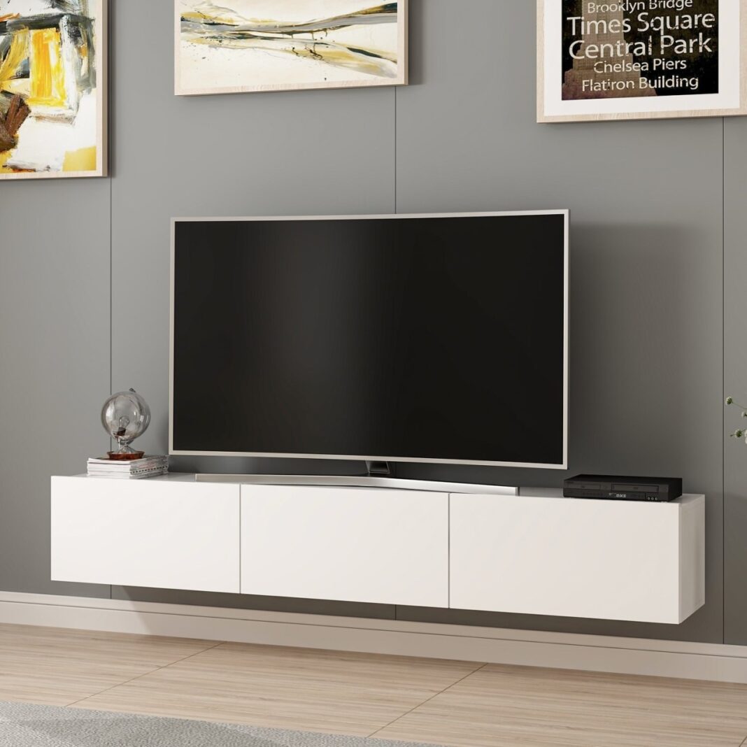 Consola TV Rigel Alb 180x30x32 cm Consola TV Rigel Alb 180x30x32 cm