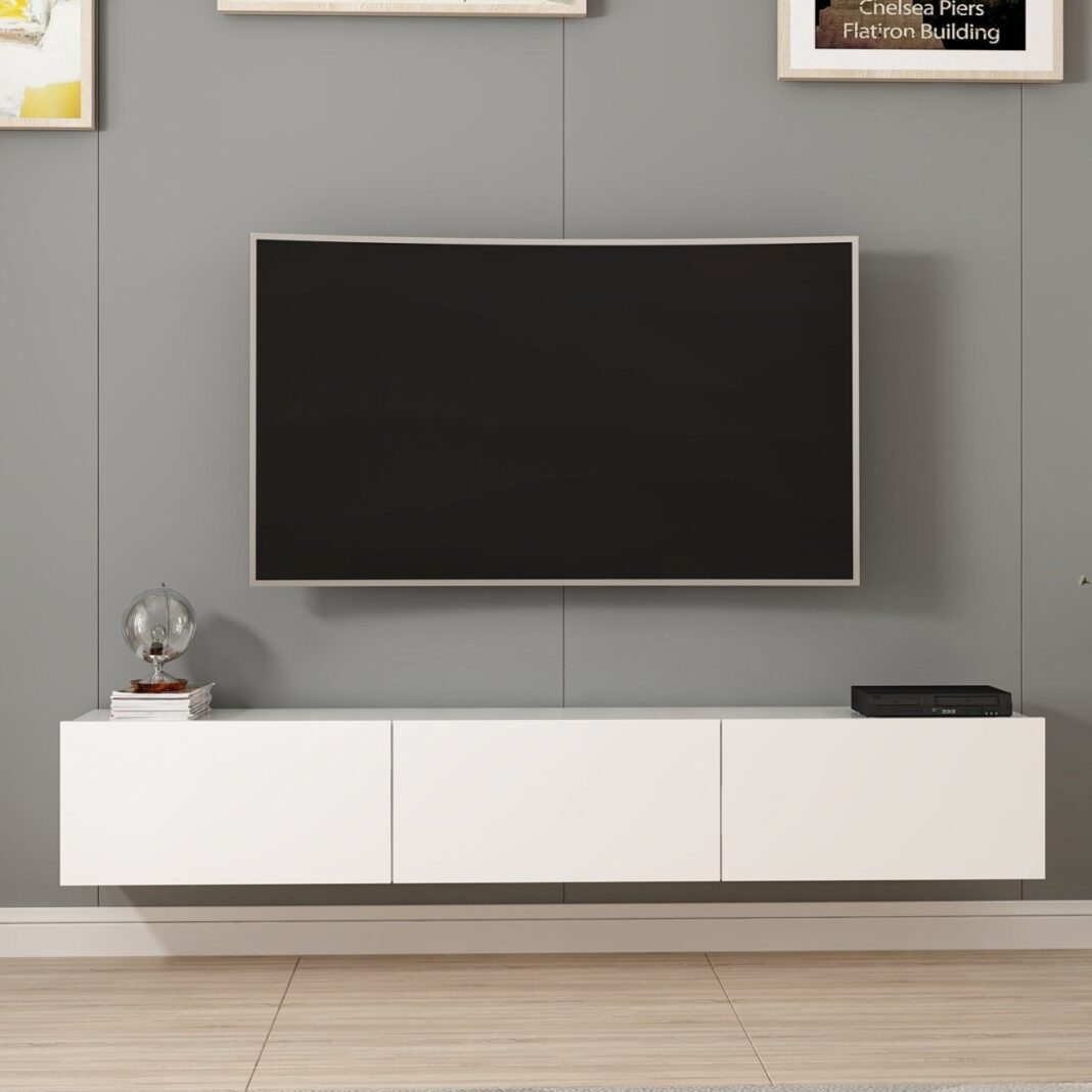Consola TV Rigel Alb 180x30x32 cm Consola TV Rigel Alb 180x30x32 cm