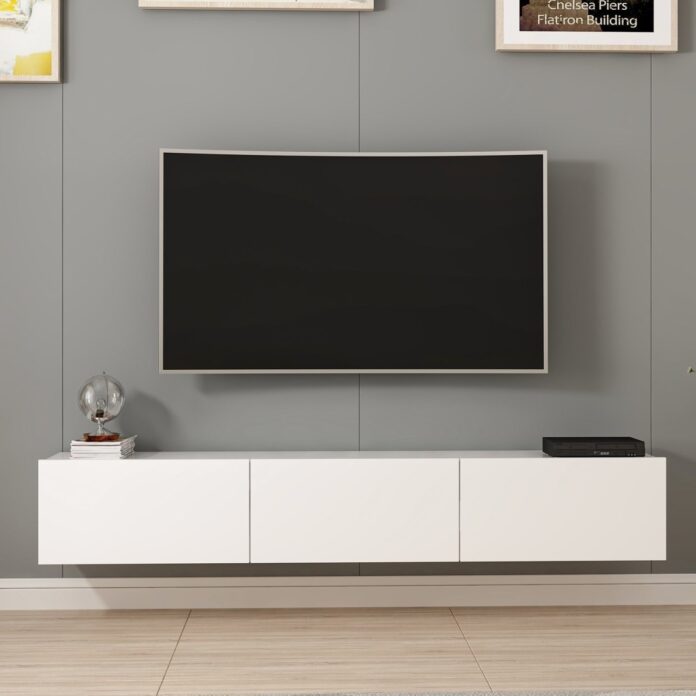 Consola TV Rigel Alb 180x30x32 cm Consola TV Rigel Alb 180x30x32 cm