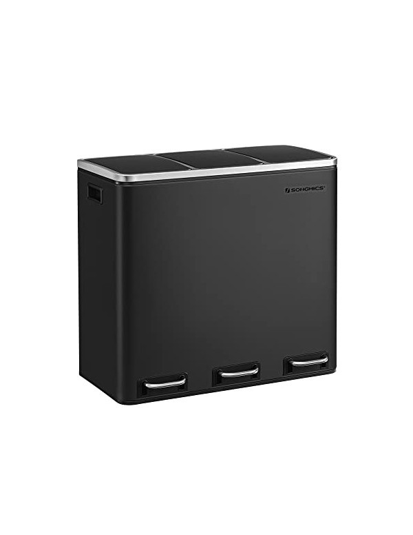 Cos de reciclare, Songmics, 3 compartimente, 3 x 18 L, LTB54BK, Negru Cos de reciclare, Songmics, 3 compartimente, 3 x 18 L, LTB54BK, Negru