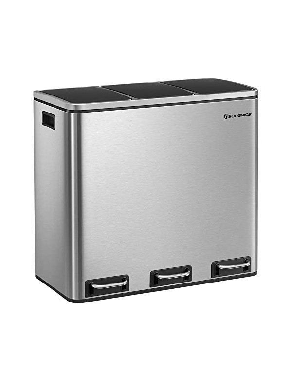 Cos de reciclare, Songmics, 3 compartimente, LTB54NL, 3 x 18 L Cos de reciclare, Songmics, 3 compartimente, LTB54NL, 3 x 18 L