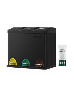 Cos de reciclare, Songmics, 3 x 8L, LTB24BK, Negru Cos de reciclare, Songmics, 3 x 8L, LTB24BK, Negru