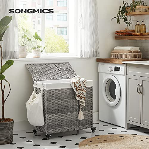 Cos de rufe, Songmics, Natural-Alb, 66x33x66 cm Cos de rufe, Songmics, Natural-Alb, 66x33x66 cm
