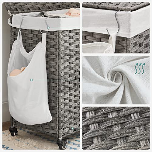 Cos de rufe, Songmics, Natural-Alb, 66x33x66 cm Cos de rufe, Songmics, Natural-Alb, 66x33x66 cm