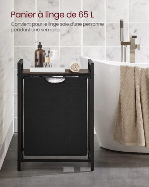 Cos de rufe, Vasagle, Maro-Negru, 50x33x76 cm Cos de rufe, Vasagle, Maro-Negru, 50x33x76 cm