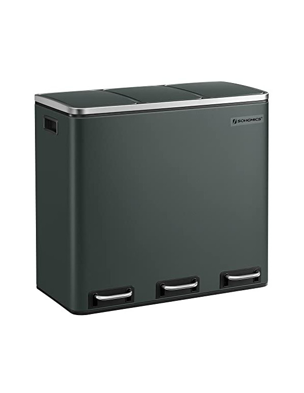 Cos pentru reciclare, 3 x 18L, Soft-Close, Negru, LTB54GS, 61 x 31 x 56 cm Cos pentru reciclare, 3 x 18L, Soft-Close, Negru, LTB54GS, 61 x 31 x 56 cm