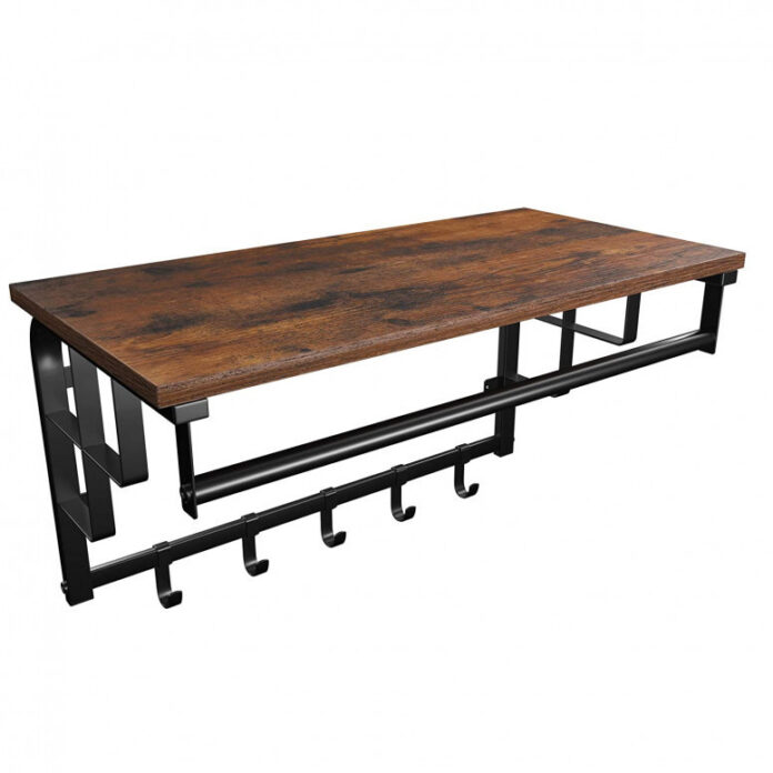 Cuier cu raft Model Barnes, Maro Rustic/Negru, 66x30x27 cm Cuier cu raft Model Barnes, Maro Rustic/Negru, 66x30x27 cm
