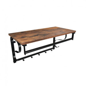 Cuier cu raft Model Gross, Maro Rustic/Negru, 60x30x31.7 cm Cuier cu raft Model Gross, Maro Rustic/Negru, 60x30x31.7 cm