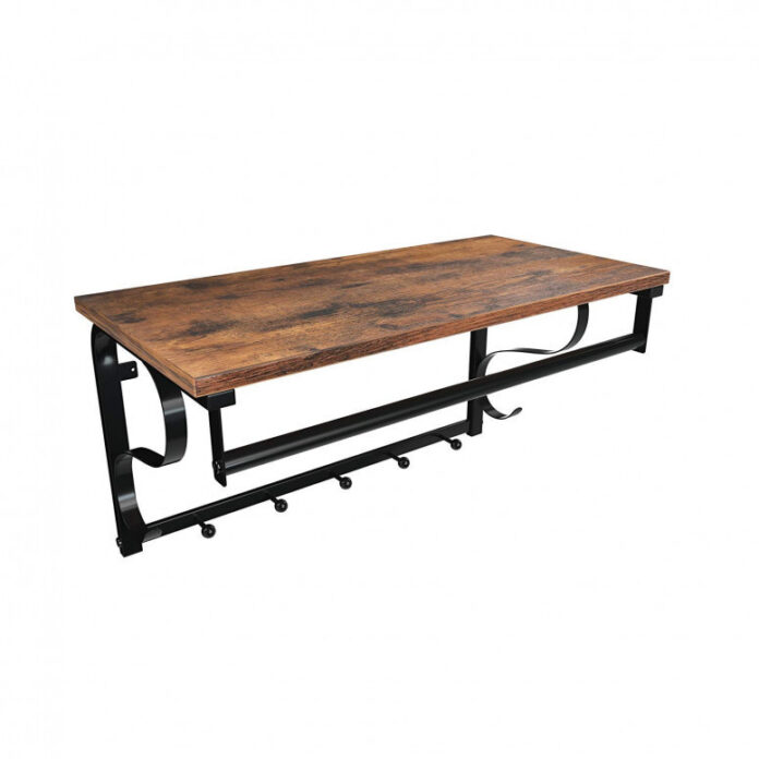 Cuier cu raft Model Gross, Maro Rustic/Negru, 60x30x31.7 cm Cuier cu raft Model Gross, Maro Rustic/Negru, 60x30x31.7 cm