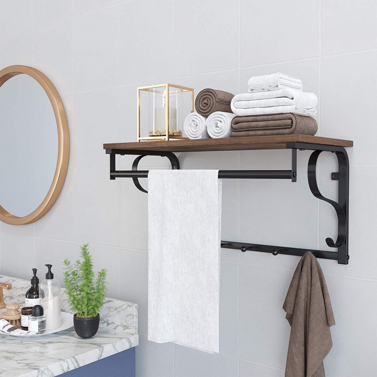 Cuier cu raft Model Gross, Maro Rustic/Negru, 60x30x31.7 cm Cuier cu raft Model Gross, Maro Rustic/Negru, 60x30x31.7 cm
