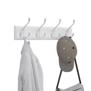 Cuier de perete cu 4 cârlige triple, Alb, 40 × 11 × 7 cm Cuier de perete cu 4 cârlige triple, Alb, 40 × 11 × 7 cm