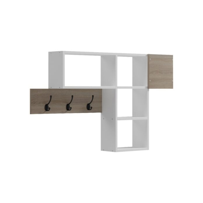 Cuier de perete Wenia, sonoma/alb, 99.5x15x61 cm Cuier de perete Wenia, sonoma/alb, 99.5x15x61 cm