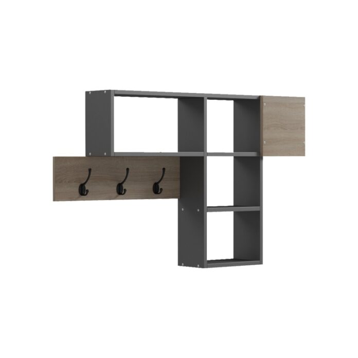 Cuier de perete Wenia, sonoma/gri închis, 99.5x15x61 cm Cuier de perete Wenia, sonoma/gri închis, 99.5x15x61 cm
