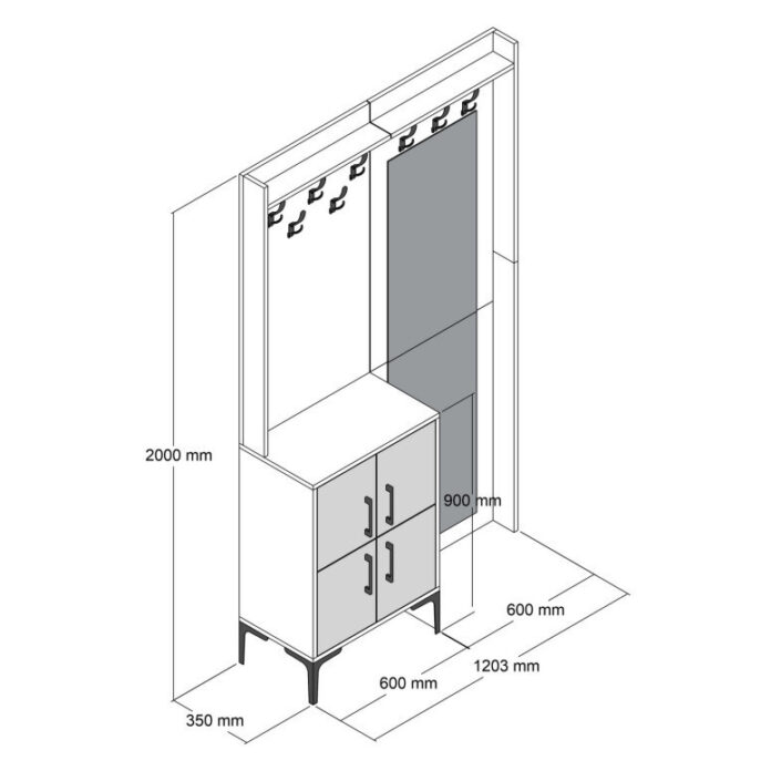 Cuier hol cu dulap Model Berlin, Nuc/Negru Marmorat, 120x35x200 cm Cuier hol cu dulap Model Berlin, Nuc/Negru Marmorat, 120x35x200 cm