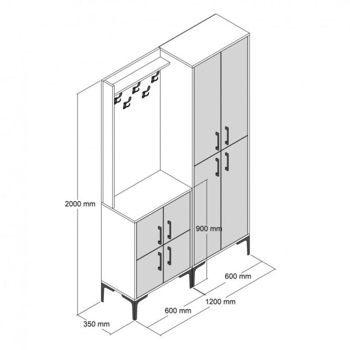 Cuier hol cu dulap Model BerlinBA, Nuc/Antracit, 120x35x200 cm Cuier hol cu dulap Model BerlinBA, Nuc/Antracit, 120x35x200 cm