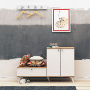 Cuier hol cu dulap Model Evva, Stejar/Alb, 120x30x76 cm Cuier hol cu dulap Model Evva, Stejar/Alb, 120x30x76 cm