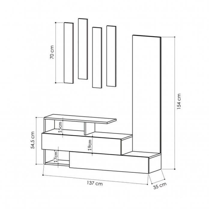 Cuier hol cu dulap Model Ramda, Alb/Stejar, 137x35x54.5 cm Cuier hol cu dulap Model Ramda, Alb/Stejar, 137x35x54.5 cm