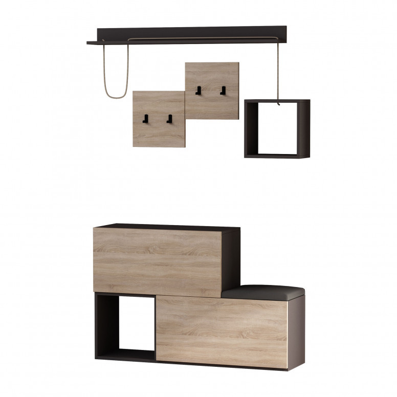Cuier hol Model Holdon, Antracit/Stejar sonoma, 120x40x78 cm Cuier hol Model Holdon, Antracit/Stejar sonoma, 120x40x78 cm