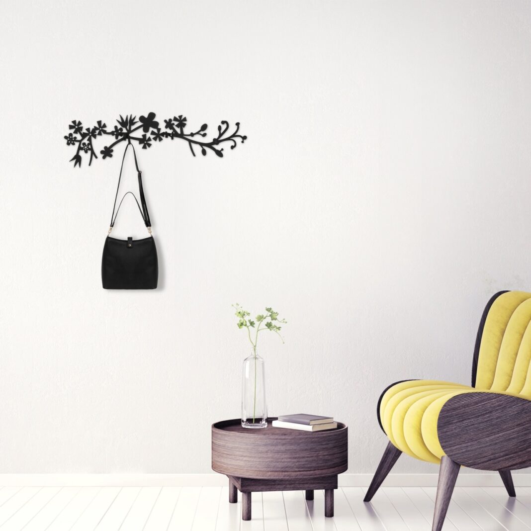 Cuier metalic Model Bahar, Negru, 70x3x23 cm Cuier metalic Model Bahar, Negru, 70x3x23 cm