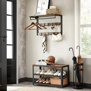 Cuier Model Reese, Maro Rustic/Negru, 65x30x42 cm Cuier Model Reese, Maro Rustic/Negru, 65x30x42 cm