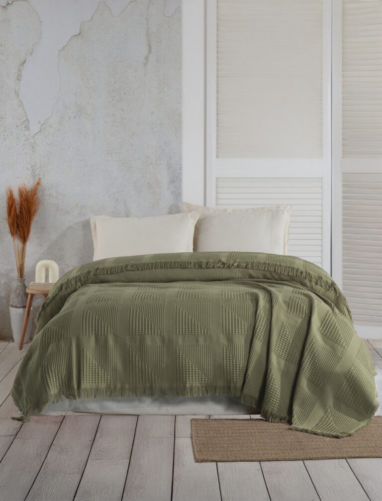 Cuvertura Pled pentru pat dublu Model Sirius Khaki