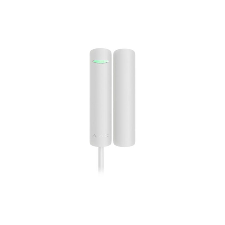 Contact magnetic Ajax DoorProtect Plus Fibra WH, aparent, 1 intrare NC, reed, accelerometru, alb