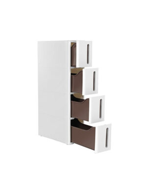Dulap de depozitare cu sertare, Songmics, Alb/Maro, 45 x 17 x 83 cm, KFR08WT Dulap de depozitare cu sertare, Songmics, Alb/Maro, 45 x 17 x 83 cm, KFR08WT