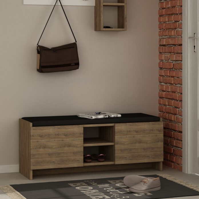 Dulap de pantofi cu banca Zulla Stejar 110x43x37 cm Dulap de pantofi cu banca Zulla Stejar 110x43x37 cm