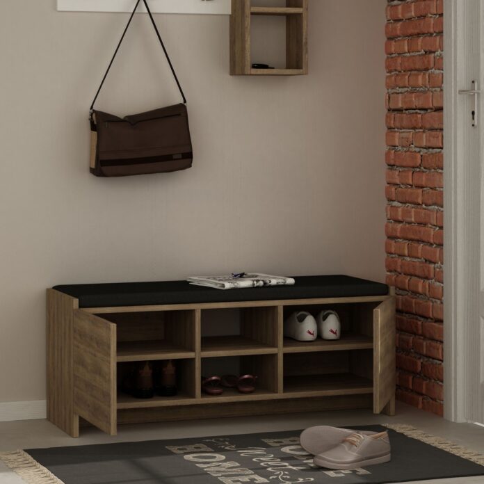 Dulap de pantofi cu banca Zulla Stejar 110x43x37 cm Dulap de pantofi cu banca Zulla Stejar 110x43x37 cm