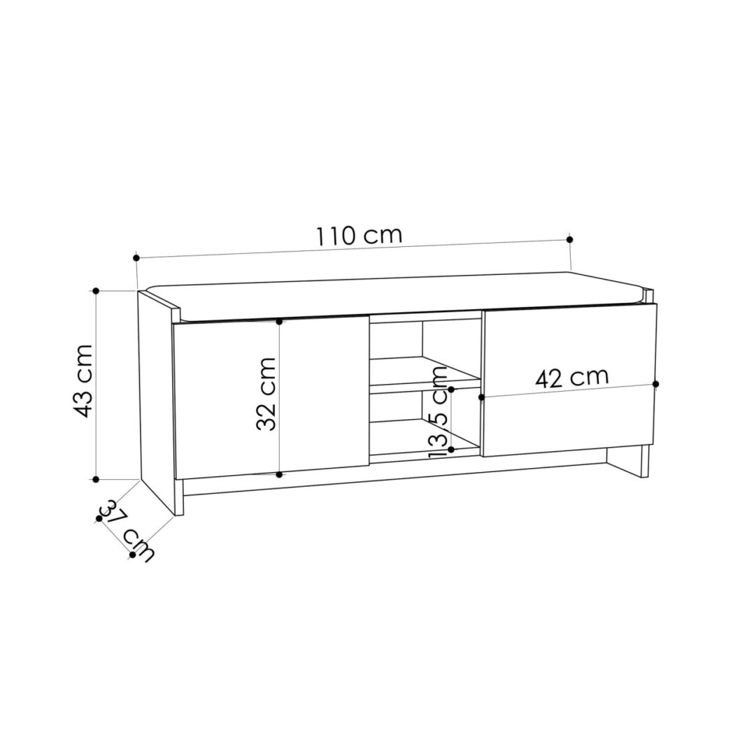 Dulap de pantofi cu banca Zulla Stejar 110x43x37 cm Dulap de pantofi cu banca Zulla Stejar 110x43x37 cm
