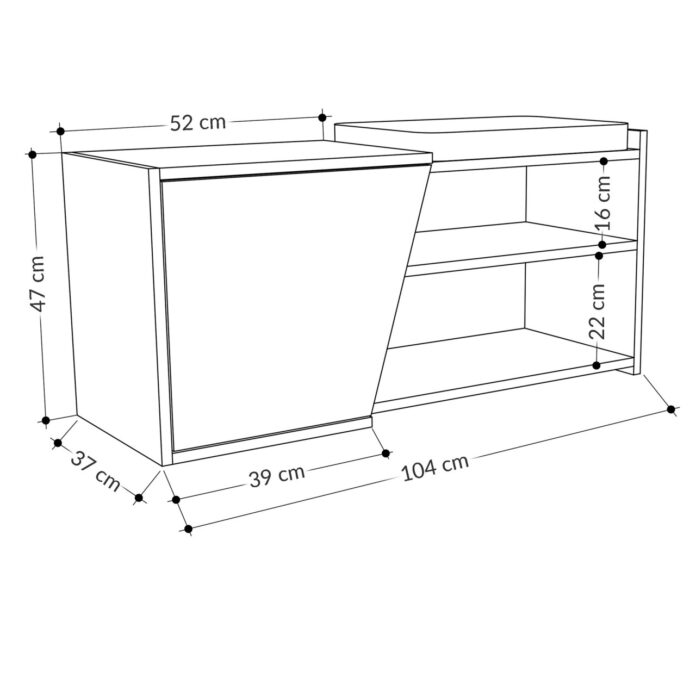 Dulap de pantofi Fiona Stejar 104x37x47 cm Dulap de pantofi Fiona Stejar 104x37x47 cm