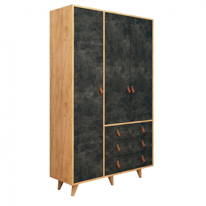 Dulap haine Model Chunky, Stejar/Ciment, 120x52x187 cm Dulap haine Model Chunky, Stejar/Ciment, 120x52x187 cm