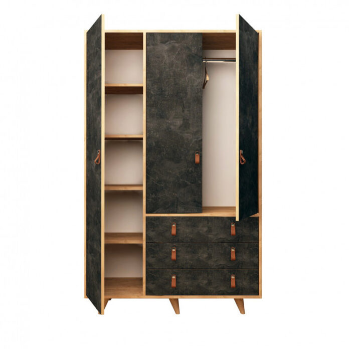 Dulap haine Model Chunky, Stejar/Ciment, 120x52x187 cm Dulap haine Model Chunky, Stejar/Ciment, 120x52x187 cm
