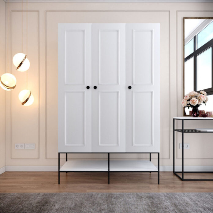 Dulap haine Model Martin, Alb, 126x50x200 cm Dulap haine Model Martin, Alb, 126x50x200 cm
