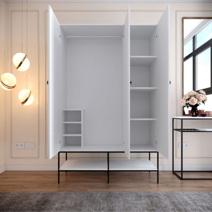 Dulap haine Model Martin, Alb, 126x50x200 cm Dulap haine Model Martin, Alb, 126x50x200 cm
