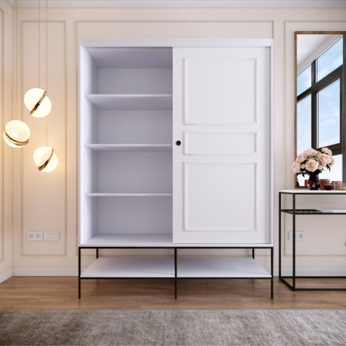 Dulap haine Model Martin, Alb, 150x57x200 cm Dulap haine Model Martin, Alb, 150x57x200 cm