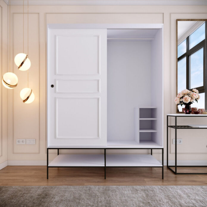 Dulap haine Model Martin, Alb, 150x57x200 cm Dulap haine Model Martin, Alb, 150x57x200 cm