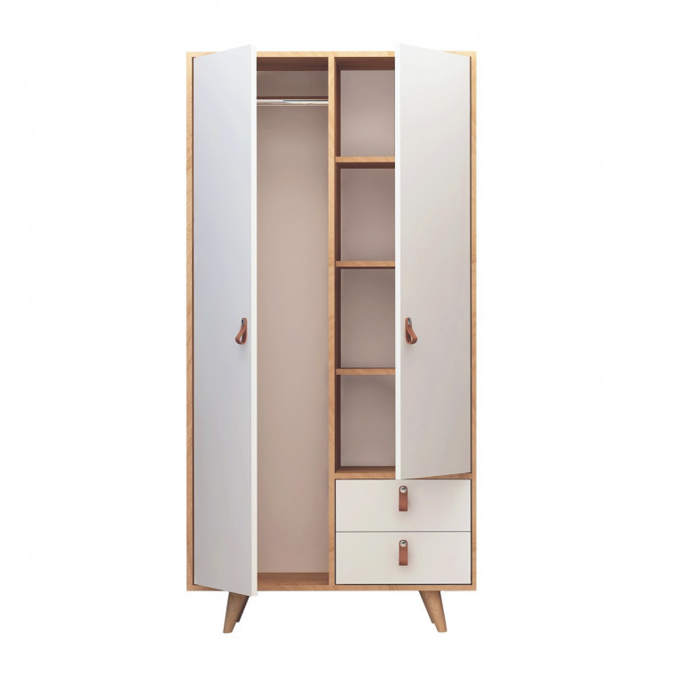 Dulap haine Model Musso, Stejar/Alb, 100x52x190 cm Dulap haine Model Musso, Stejar/Alb, 100x52x190 cm