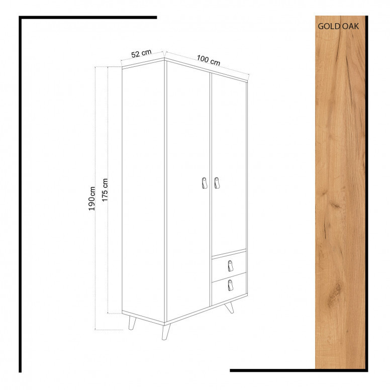 Dulap haine Model Musso, Stejar/Alb, 100x52x190 cm Dulap haine Model Musso, Stejar/Alb, 100x52x190 cm