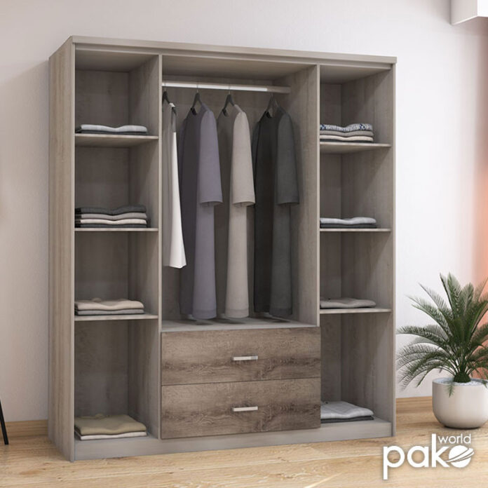 Dulap haine Model Olympus, Stejar/Bej, 159x57x183 cm Dulap haine Model Olympus, Stejar/Bej, 159x57x183 cm