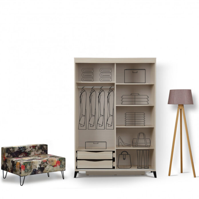 Dulap haine Model Pacific, Bej, 140x60x216 cm Dulap haine Model Pacific, Bej, 140x60x216 cm