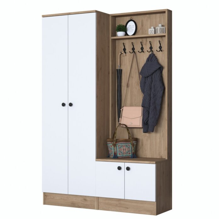 Dulap Hol Model P6, Stejar/Alb Dulap Hol Model P6, Stejar/Alb