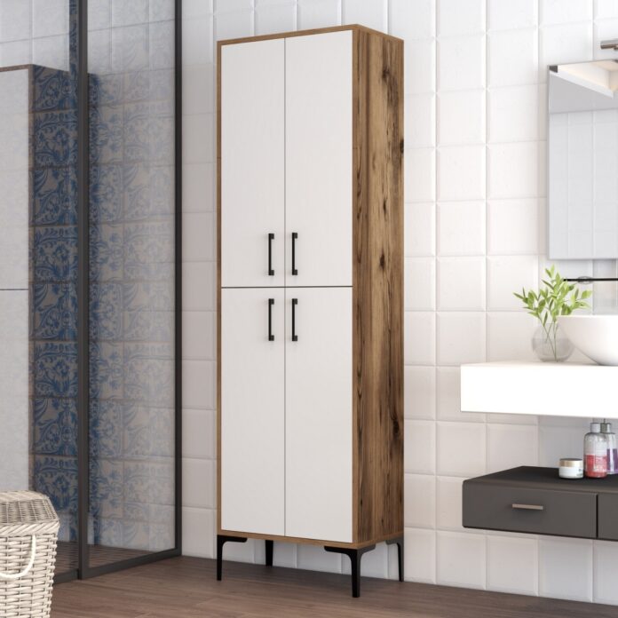 Dulap multifunctional Model Berlin, Alb/Nuc, 60x35x200 cm Dulap multifunctional Model Berlin, Alb/Nuc, 60x35x200 cm