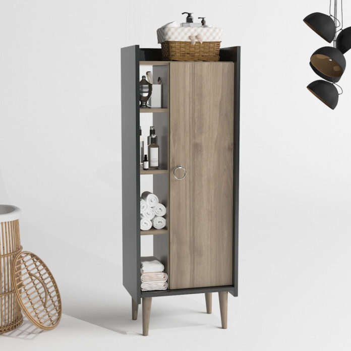 Dulap multifunctional Model Lagomood, Nuc/Antracit, 50x30x140 cm Dulap multifunctional Model Lagomood, Nuc/Antracit, 50x30x140 cm